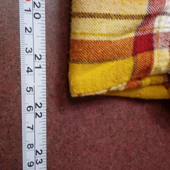 Old Navy Flannel Plaid Shirt Womens Large Gold Red Yellow Chiefs Fan Harvest - Picture 8 of 13